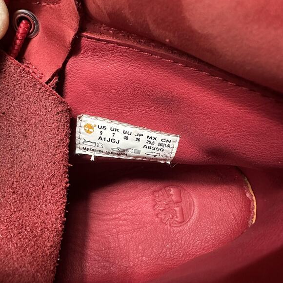 Timberland Premium Boots Womens Size 9 US Red 6 Inch Waterproof Nubuck A1JGJ - Picture 9 of 10